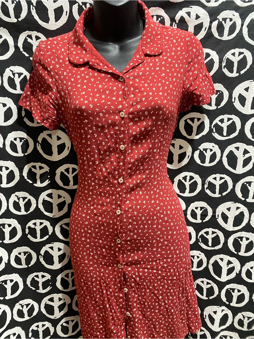 Brandy Melville Red Button-Front Dress